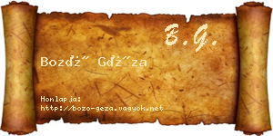 Bozó Géza névjegykártya